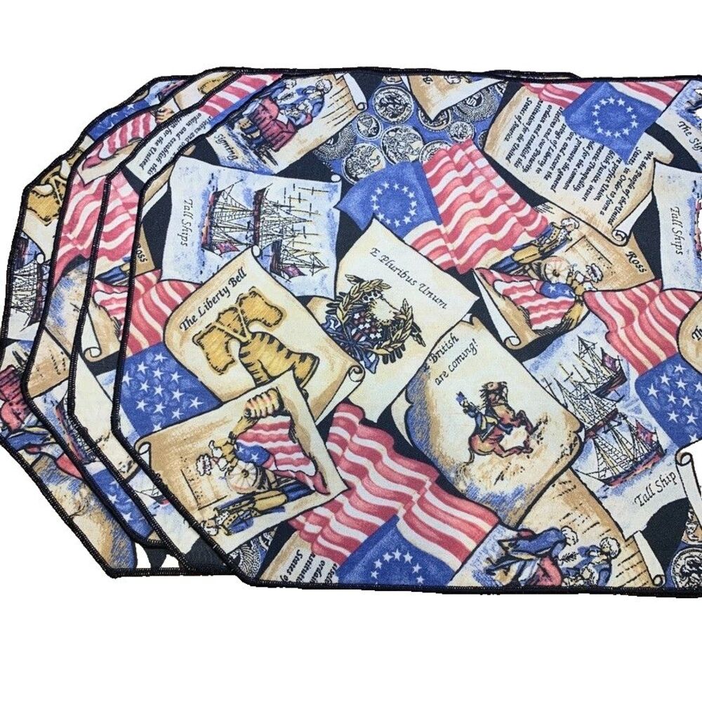 Patriotic Placemats 4 Colonial American Historical Symbols Americana Ephemera